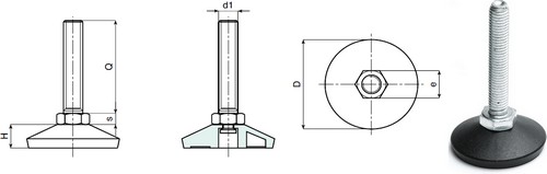 Mounting foot with threaded stud